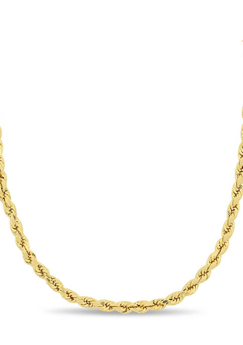 belk.com | 3 Millimeter Rope Chain Necklace in 10K Yellow Gold