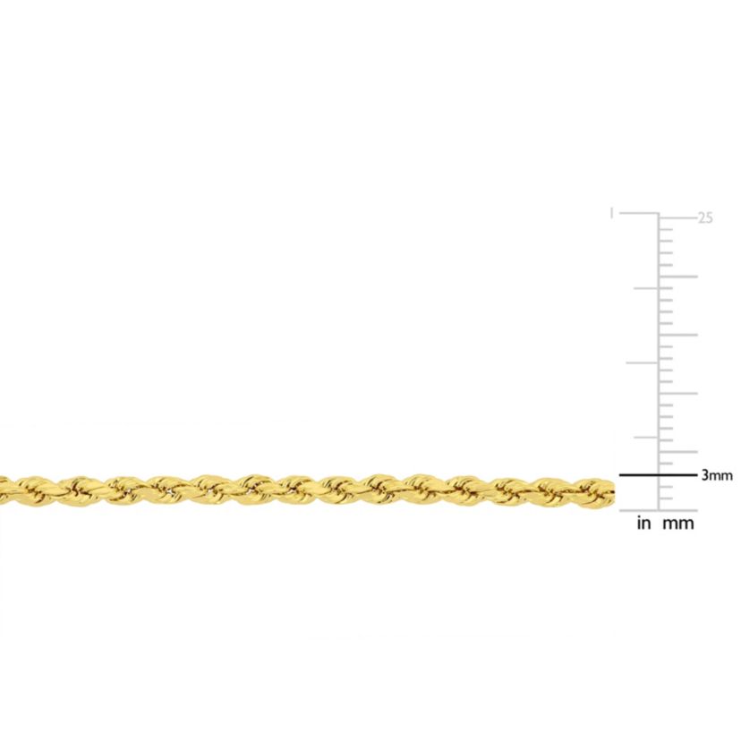 3 MM Rope Chain Necklace in 10K Yellow Gold, 20"