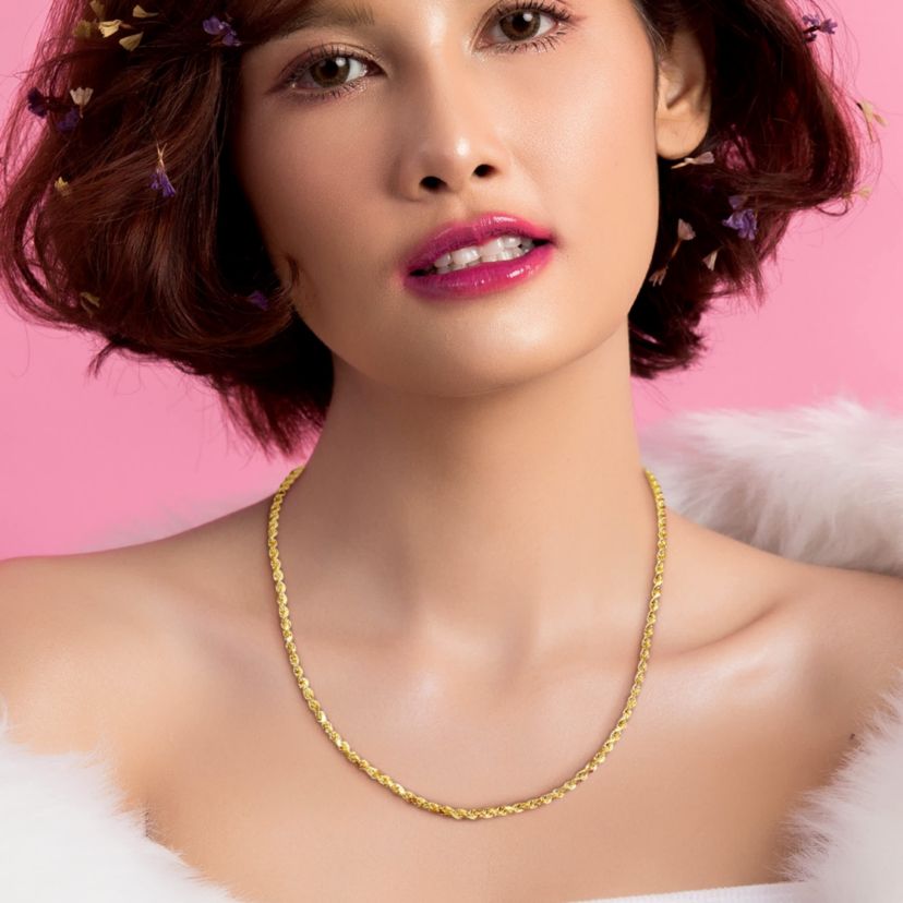 3 MM Rope Chain Necklace in 10K Yellow Gold, 20"