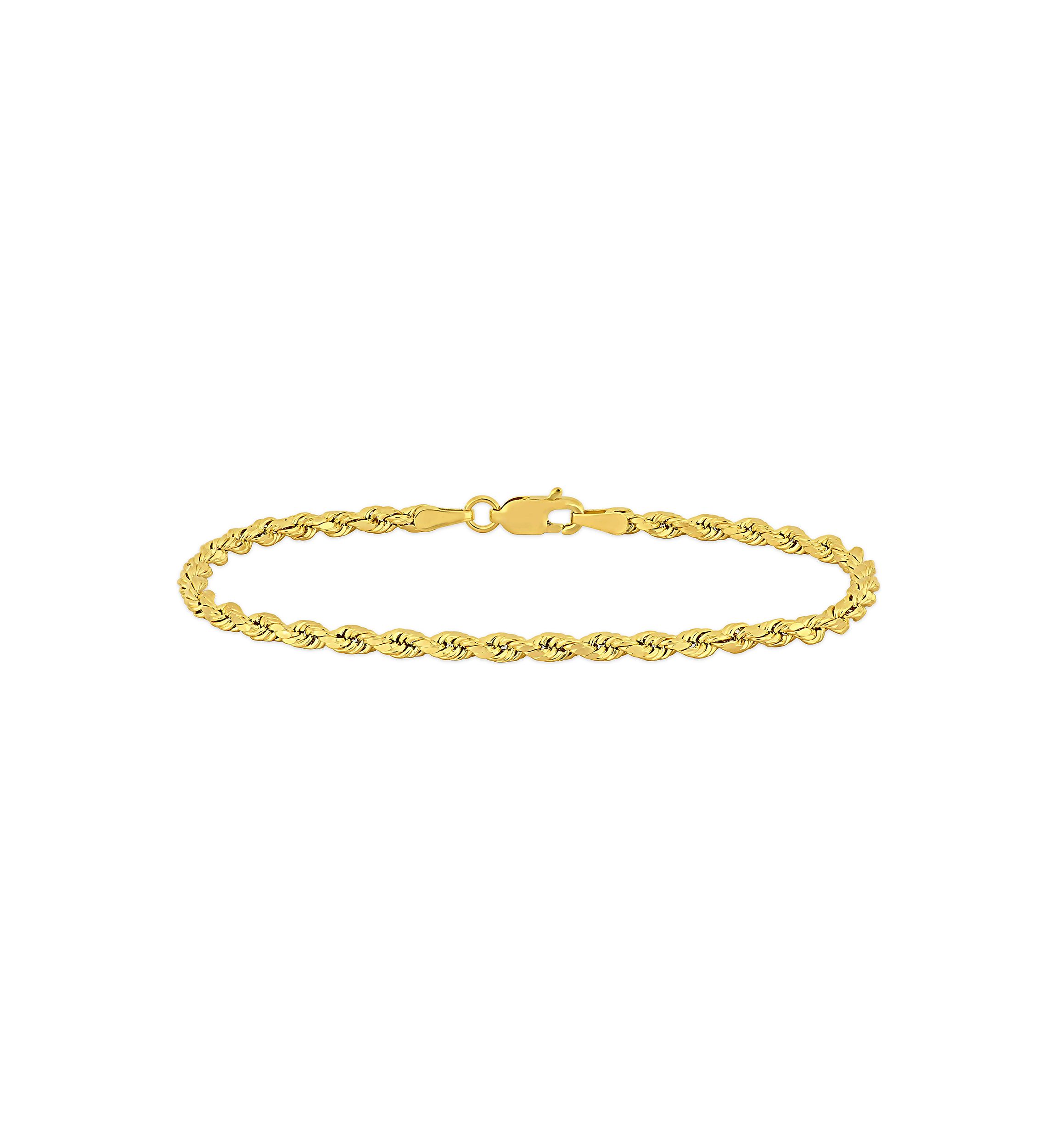 Rope Chain Bracelet in 14k Yellow Gold (3 mm/7.5 Inch)