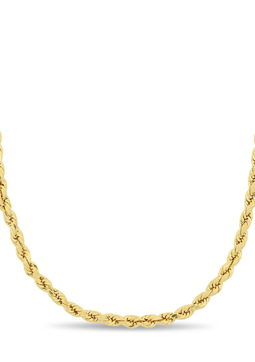3 Millimeter Rope Chain Necklace in 14K Yellow Gold 