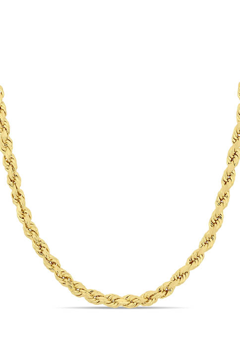 4 Millimeter Rope Chain Necklace in 14K Yellow Gold 