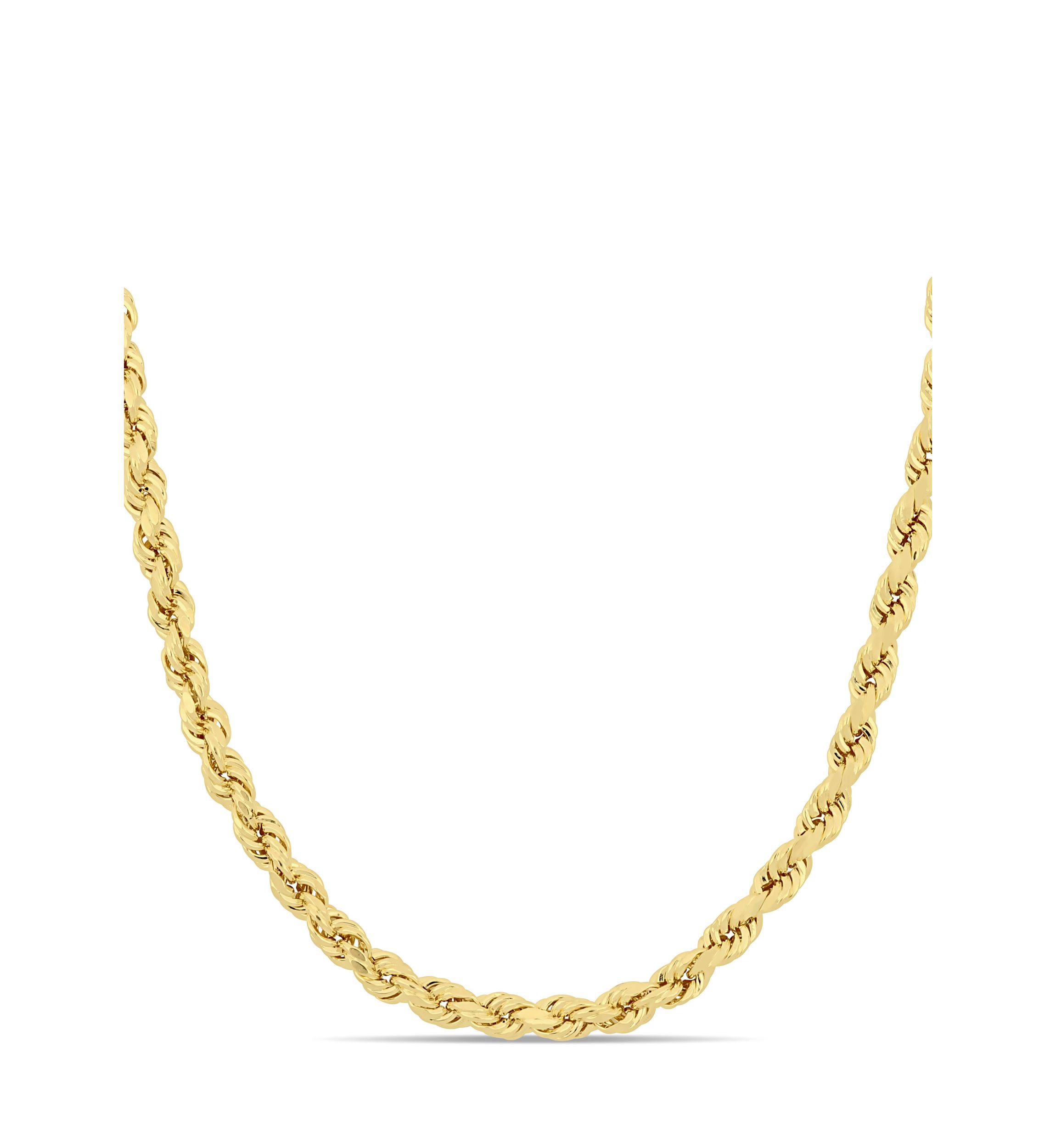 4 Millimeter Rope Chain Necklace in 14K Yellow Gold 