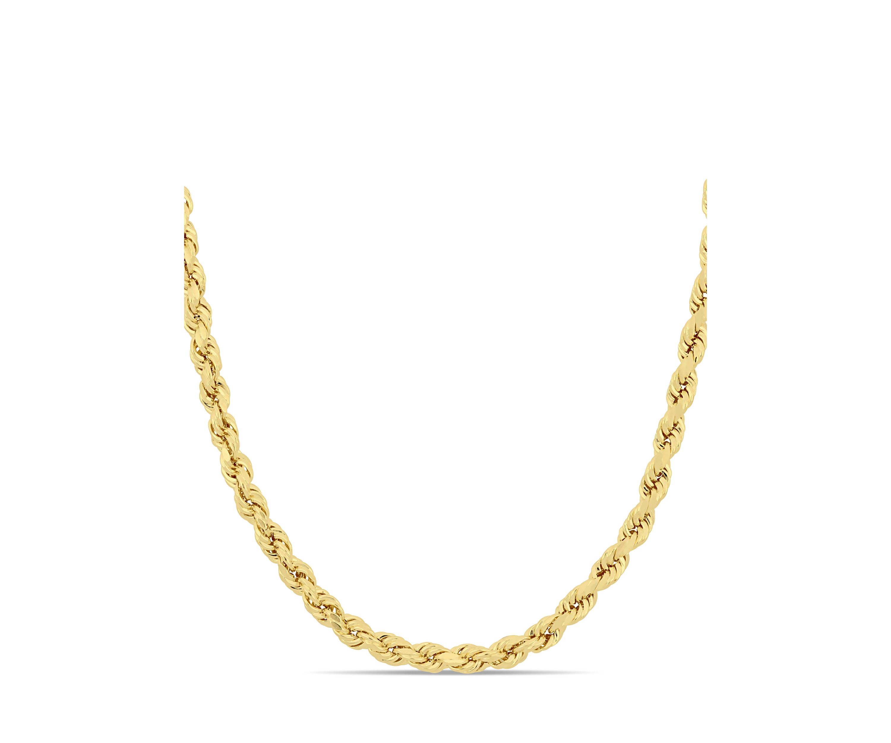 4 Millimeter Rope Chain Necklace in 14K Yellow Gold 