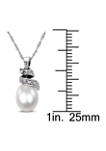 Cultured Freshwater Pearl and Diamond Spiral Pendant with Chain in 10K White Gold
