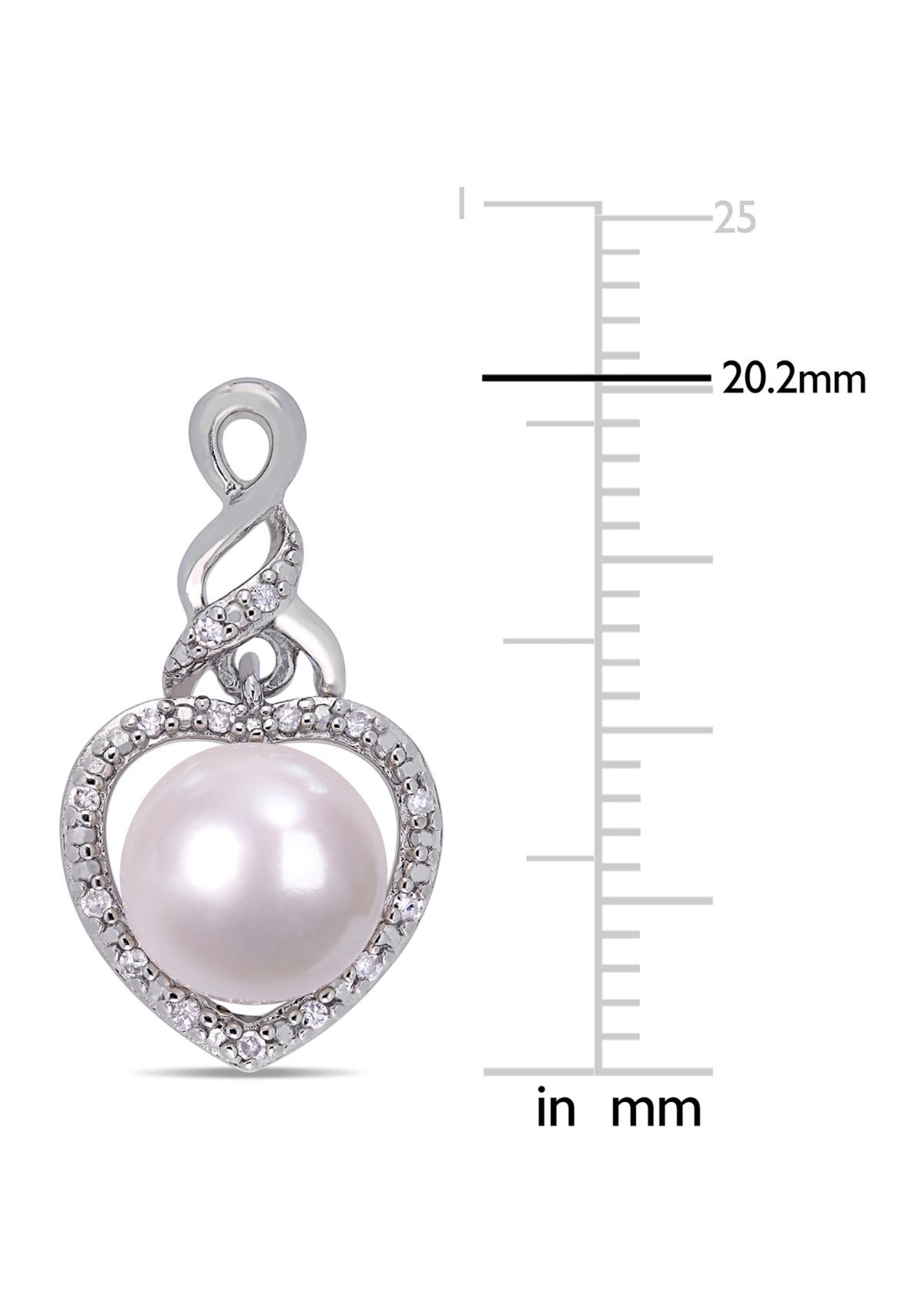 Cultured Freshwater Pearl and 1/10 ct. t.w. Diamond Heart Infinity Earrings in Sterling Silver