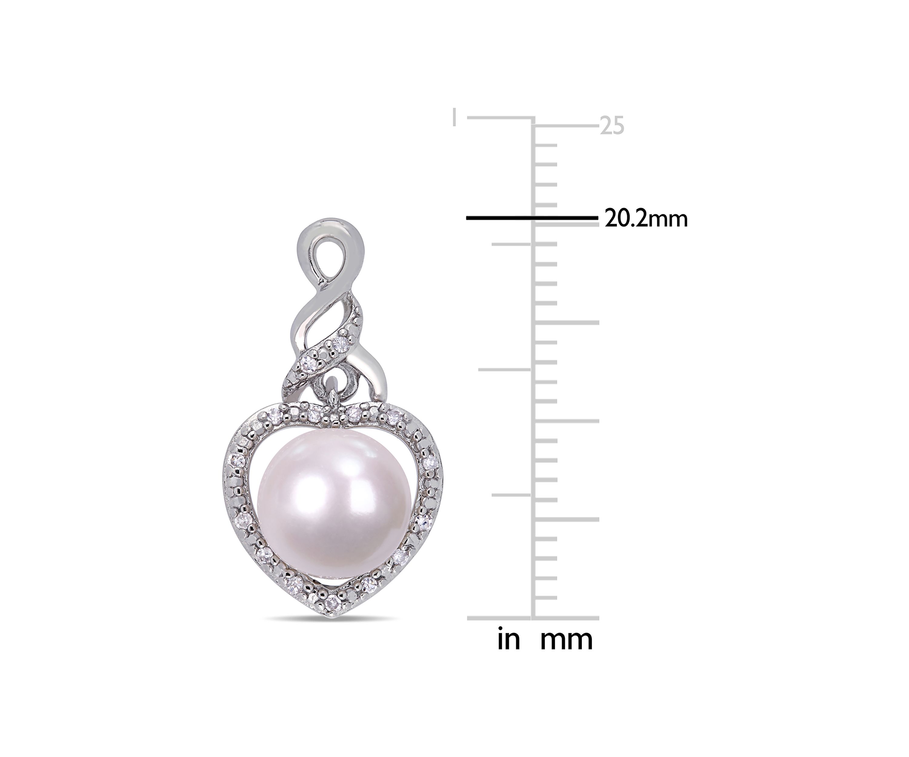 Cultured Freshwater Pearl and 1/10 ct. t.w. Diamond Heart Infinity Earrings in Sterling Silver