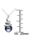 8-8.5 Millimeter Tahitian Cultured Pearl and 1/10 ct. t.w. Diamond Spiral Pendant with Chain in Sterling Silver