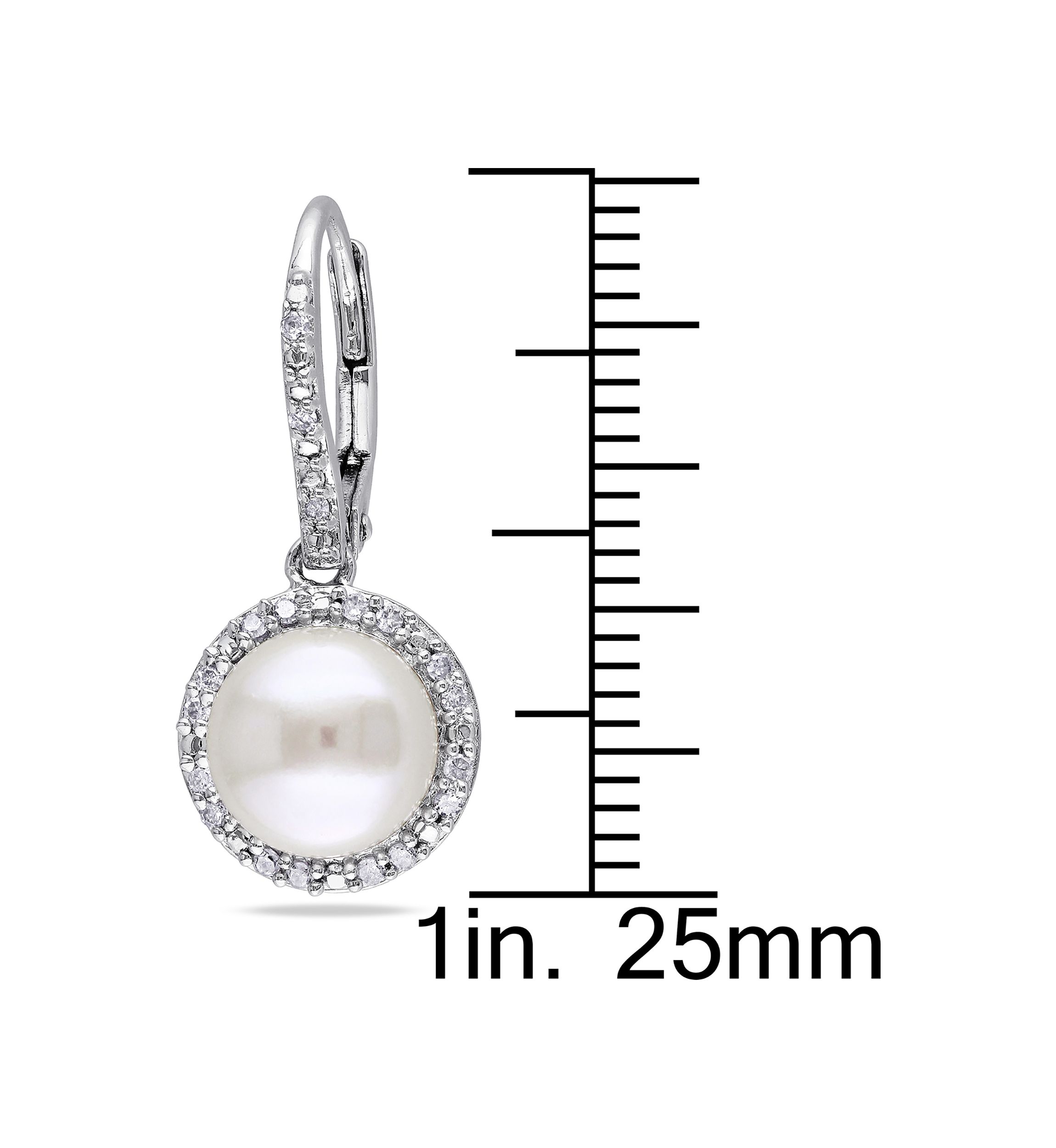 8 Millimeter Cultured Freshwater Pearl and 1/5 ct. t.w. Diamond Halo Earrings in Sterling Silver
