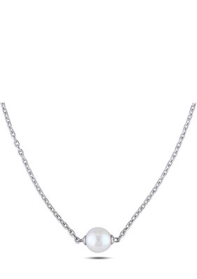 Belk & Co 9-9.5 Millimeter Cultured Freshwater Pearl Necklace in Sterling Silver, White, 18 in