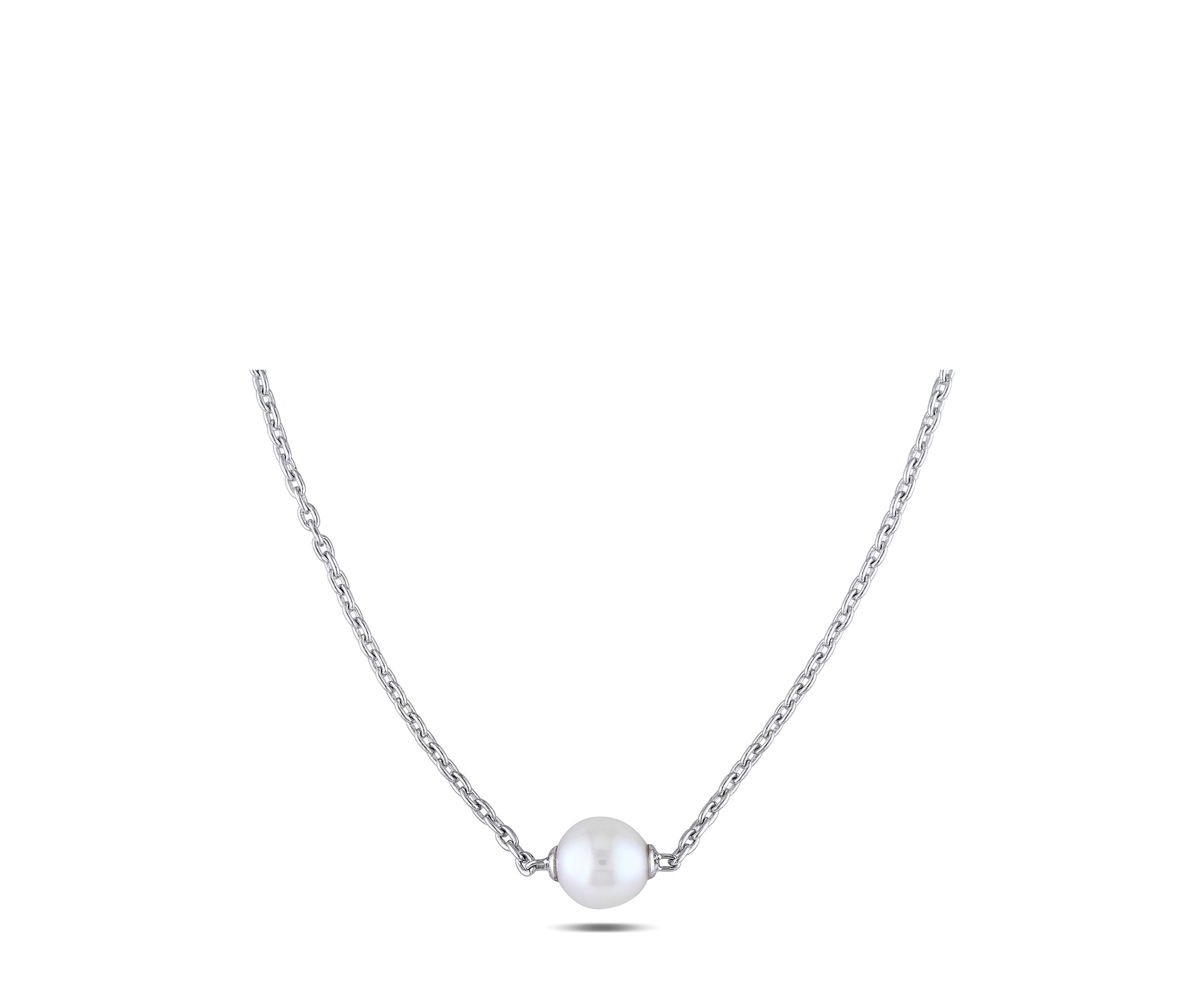 9-9.5 Millimeter Cultured Freshwater Pearl Necklace in Sterling Silver
