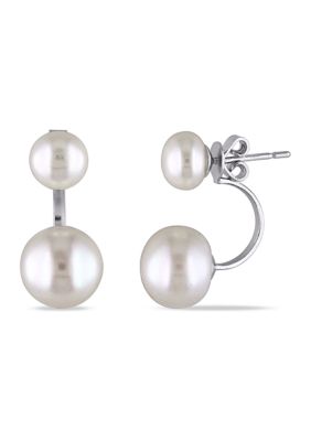 Belk & Co Cultured Freshwater Pearl Earrings with Jackets in Sterling Silver