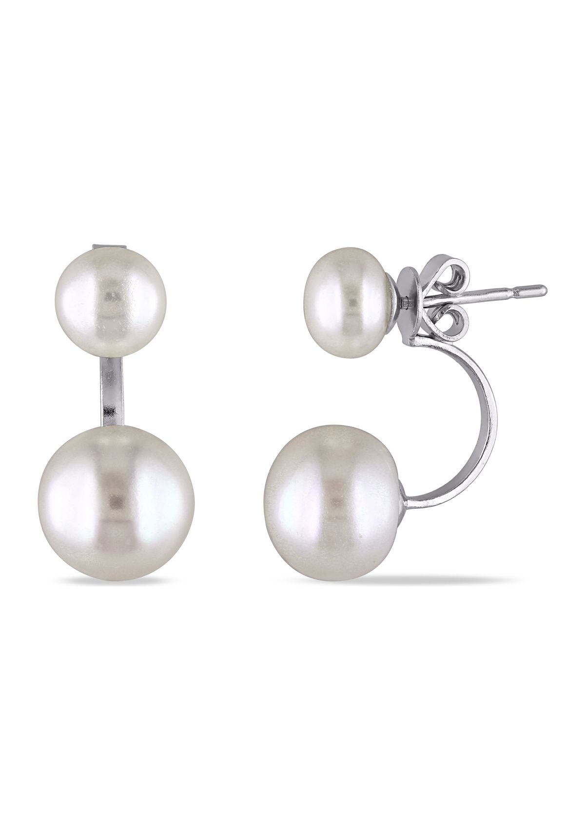 Cultured Freshwater Pearl Earrings with Jackets in Sterling Silver