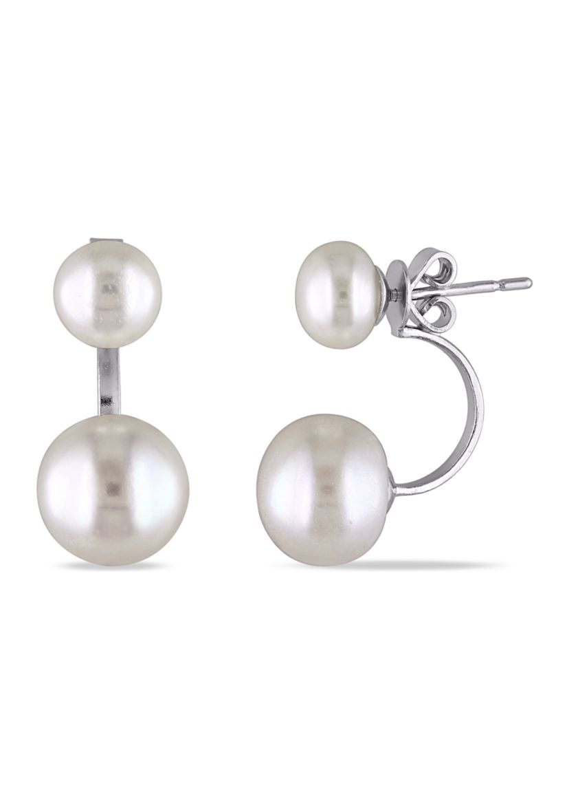 Cultured Freshwater Pearl Earrings with Jackets in Sterling Silver