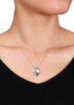 Cultured Freshwater Pearl and 1.75 ct. t.w. Multi-Gemstone Cluster Pendant with Chain in Sterling Silver