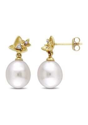 Effy® Freshwater Pearls Linear Drop Earrings in 14K Yellow Gold | belk