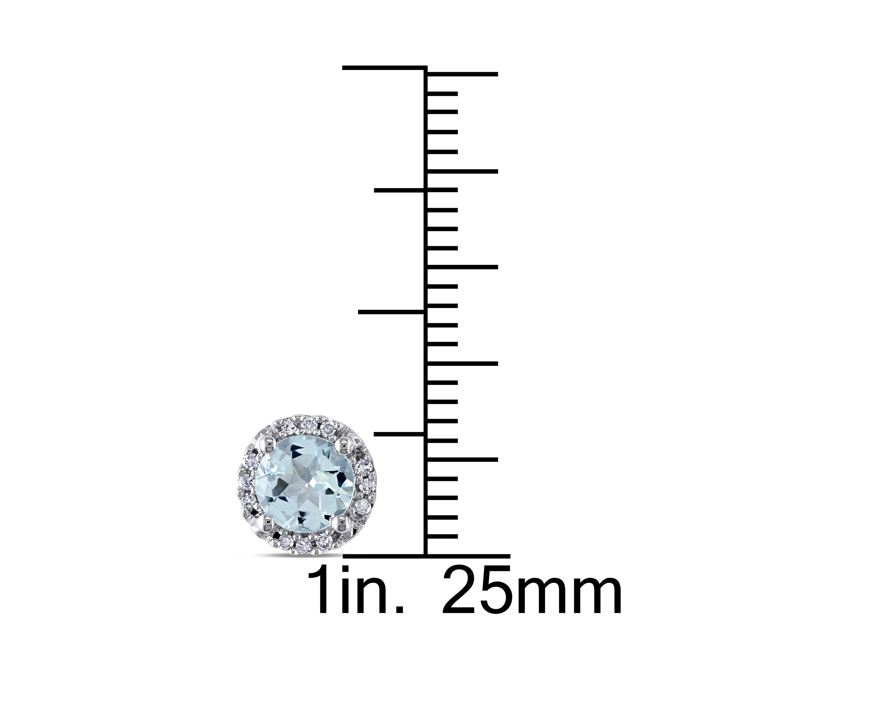 4/5 ct. t.w. Aquamarine and 1/10 ct. t.w. Diamond Accent Halo Stud Earrings in 10K White Gold