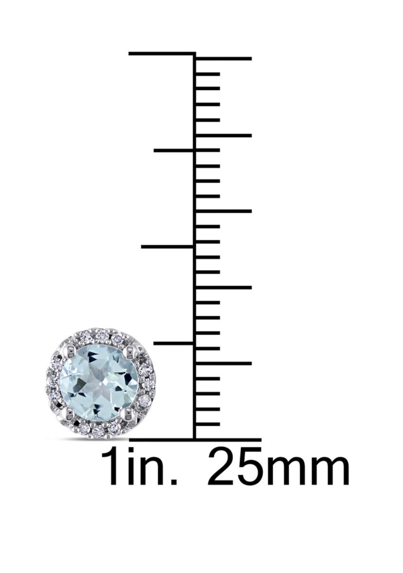 4/5 ct. t.w. Aquamarine and 1/10 ct. t.w. Diamond Accent Halo Stud Earrings in 10K White Gold