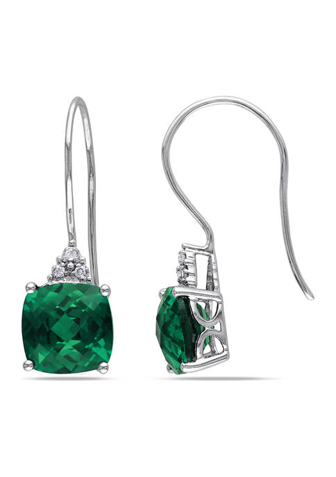 5.37 ct. t.w. Lab Created Emerald Earrings with Diamonds in 10K White Gold