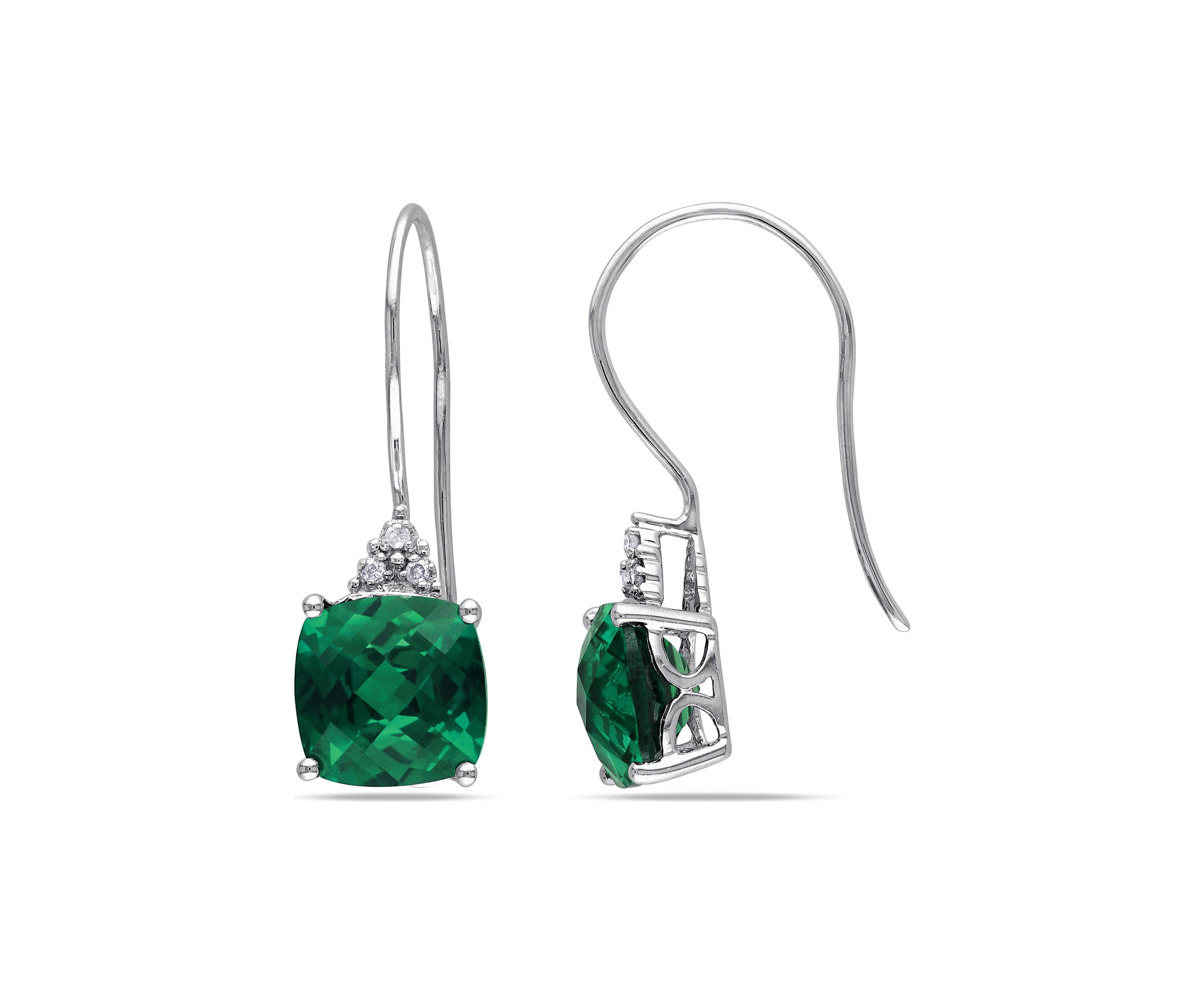 5.37 ct. t.w. Lab Created Emerald Earrings with Diamonds in 10K White Gold