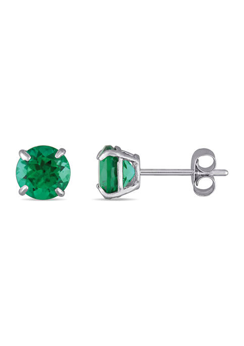 1.62 ct. t.w. Lab Created Emerald Solitaire Stud Earrings in 10K White Gold