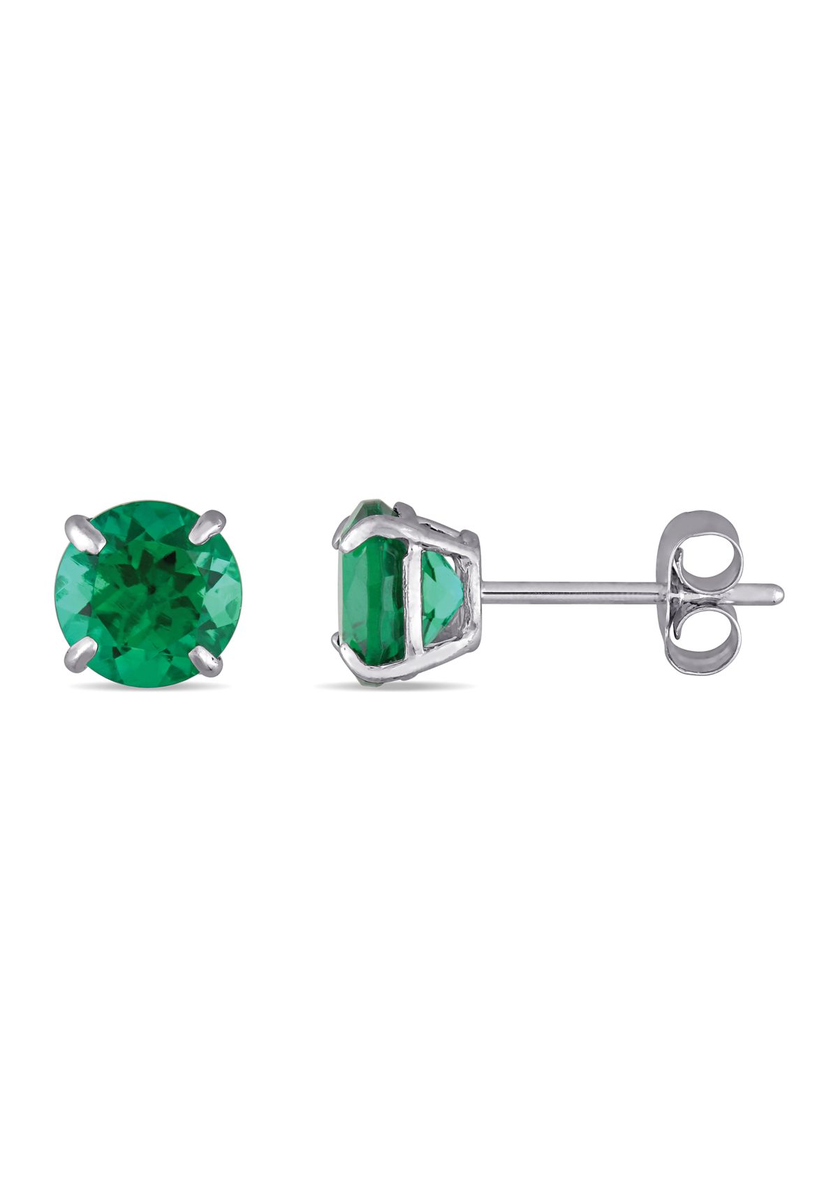1.62 ct. t.w. Lab Created Emerald Solitaire Stud Earrings in 10K White Gold