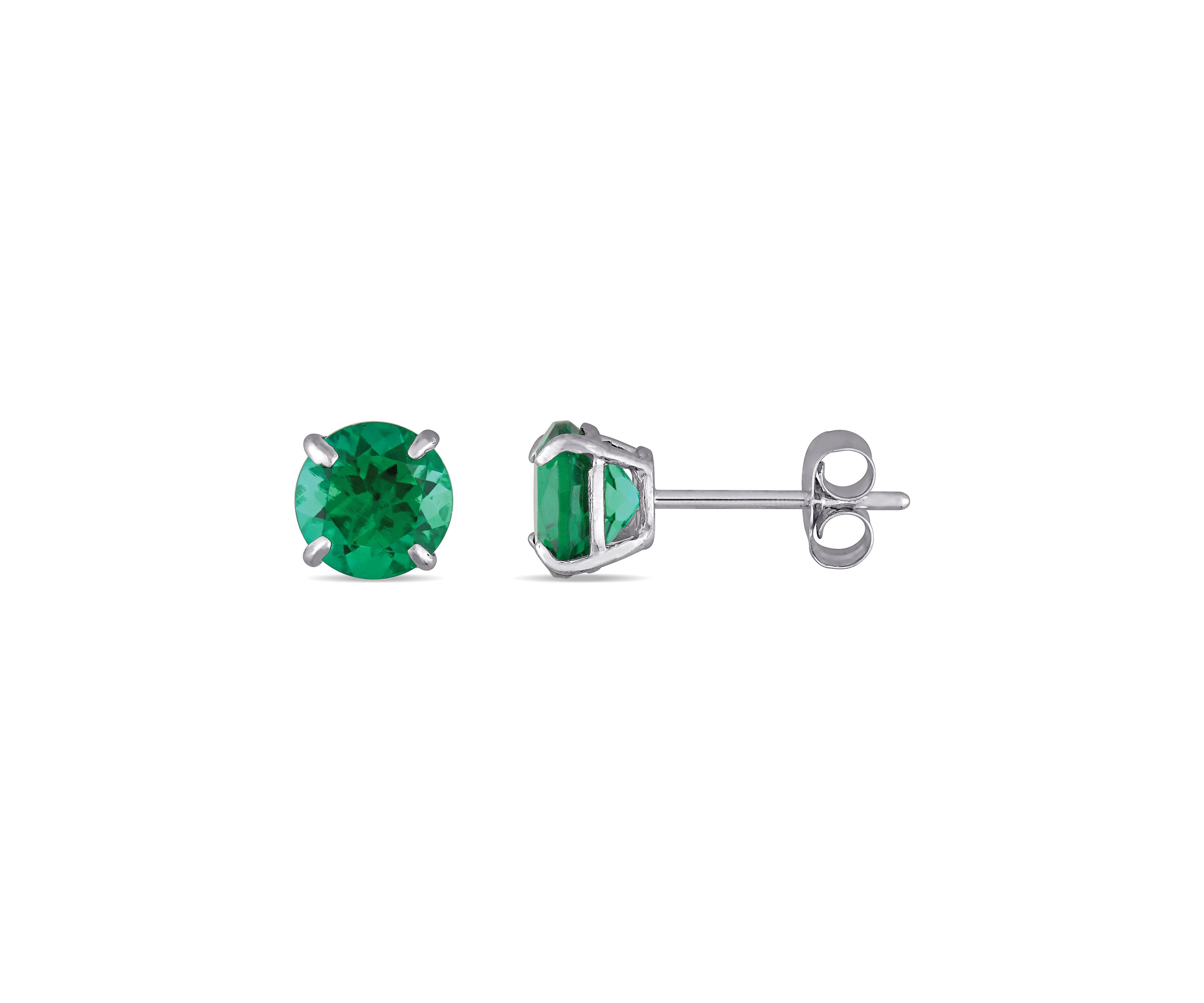 1.62 ct. t.w. Lab Created Emerald Solitaire Stud Earrings in 10K White Gold