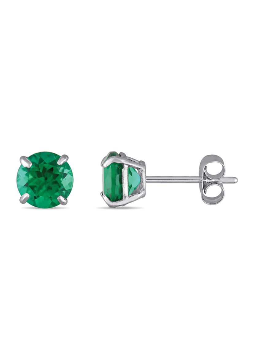 1.62 ct. t.w. Lab Created Emerald Solitaire Stud Earrings in 10K White Gold
