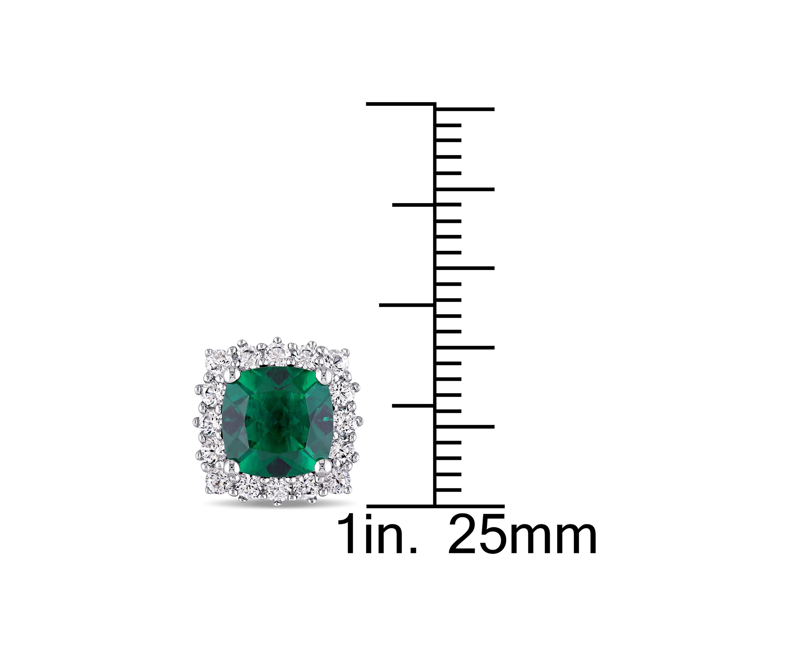 Created Emerald and Created White Sapphire Stud Earrings in Sterling Silver