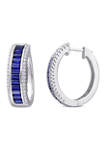  5.12 ct. t.w. Lab Created Blue and White Sapphire Hoop Earrings in Sterling Silver