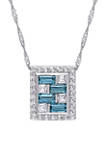 2.14 ct. t.w. Blue and White Topaz Brick Mosaic Pendant with Chain in 10K White Gold