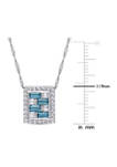 2.14 ct. t.w. Blue and White Topaz Brick Mosaic Pendant with Chain in 10K White Gold