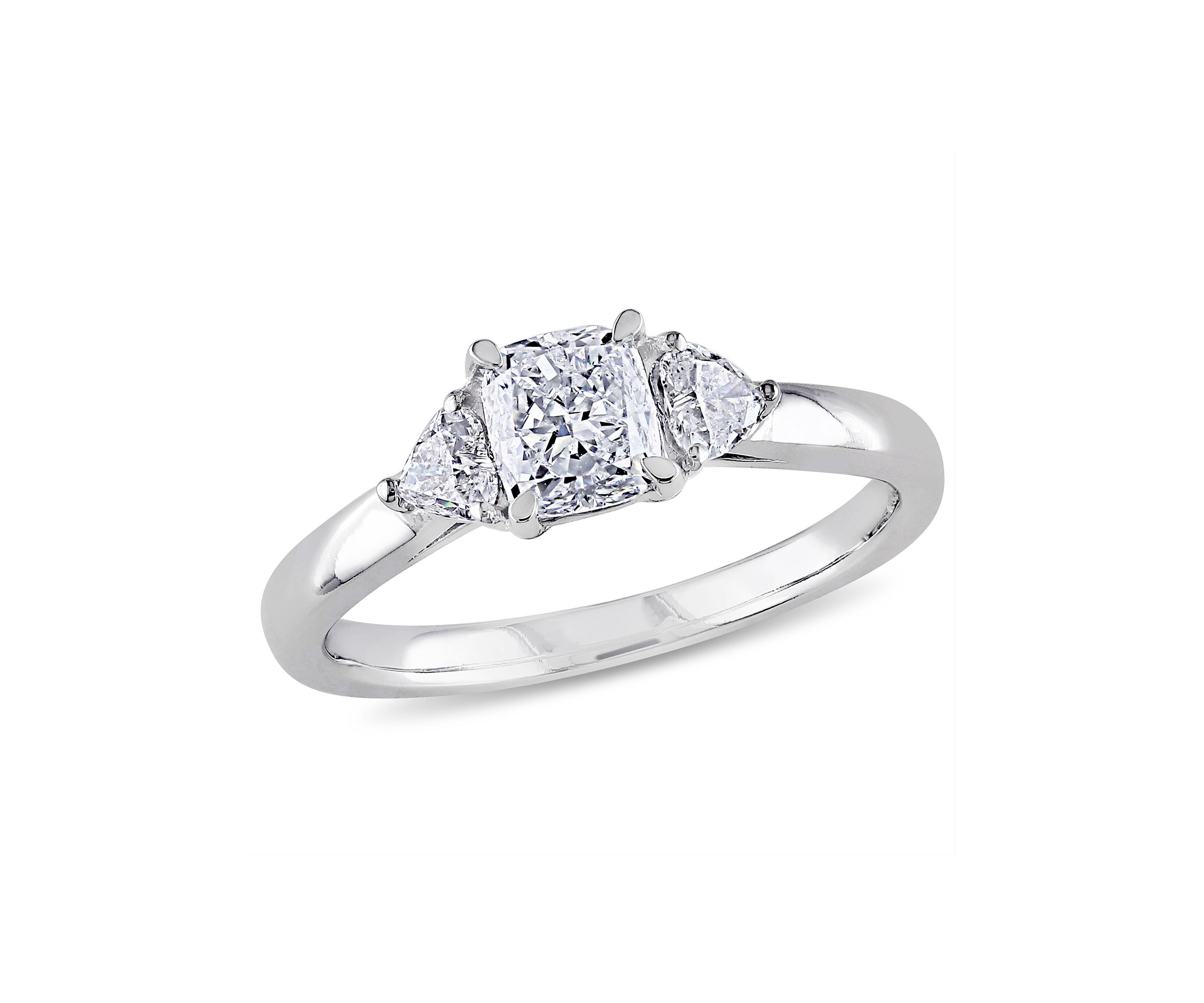 1 ct. t.w. Diamond Cushion Cut 3-Stone Engagement Ring in 14k White Gold