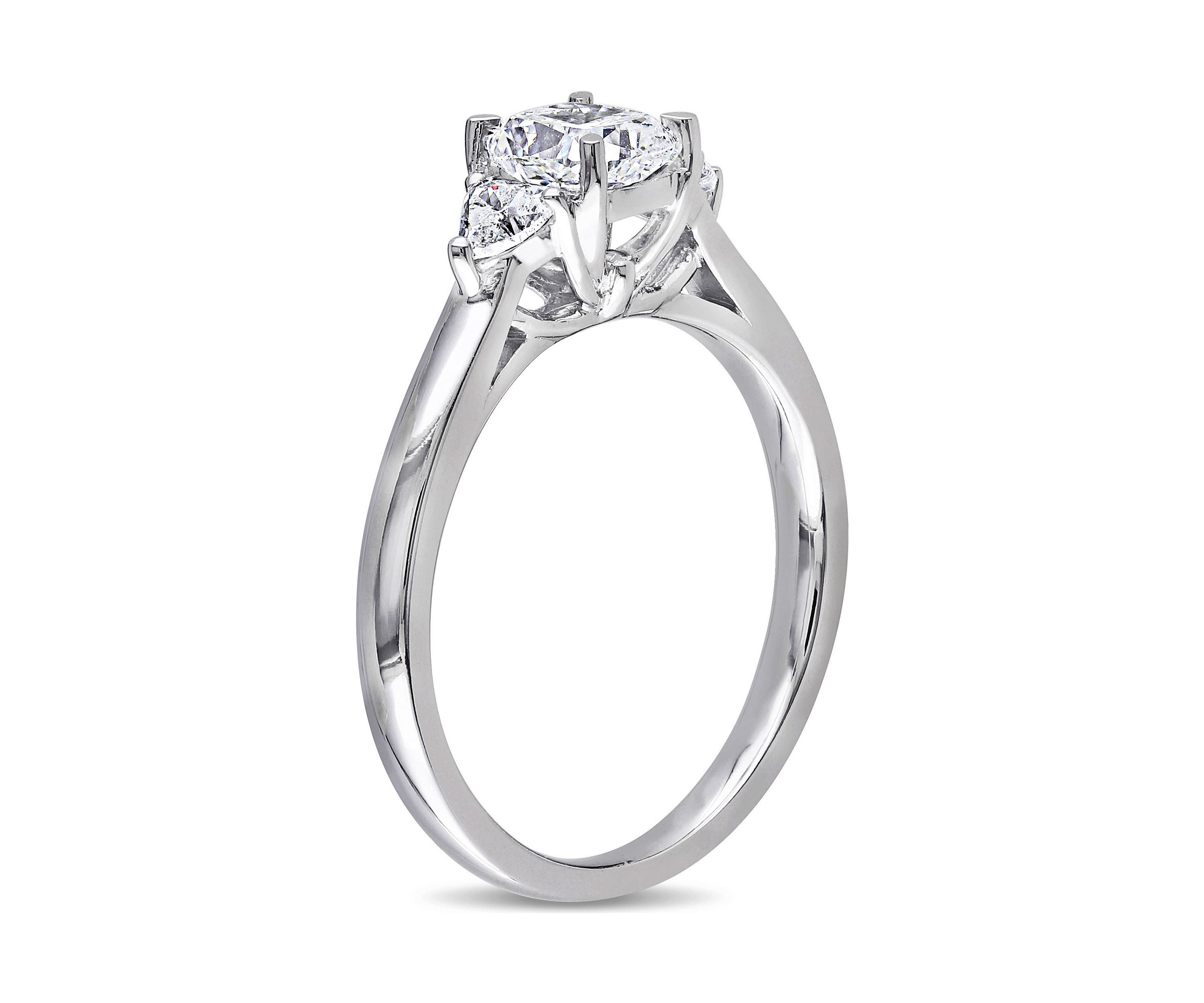 1 ct. t.w. Diamond Cushion Cut 3-Stone Engagement Ring in 14k White Gold