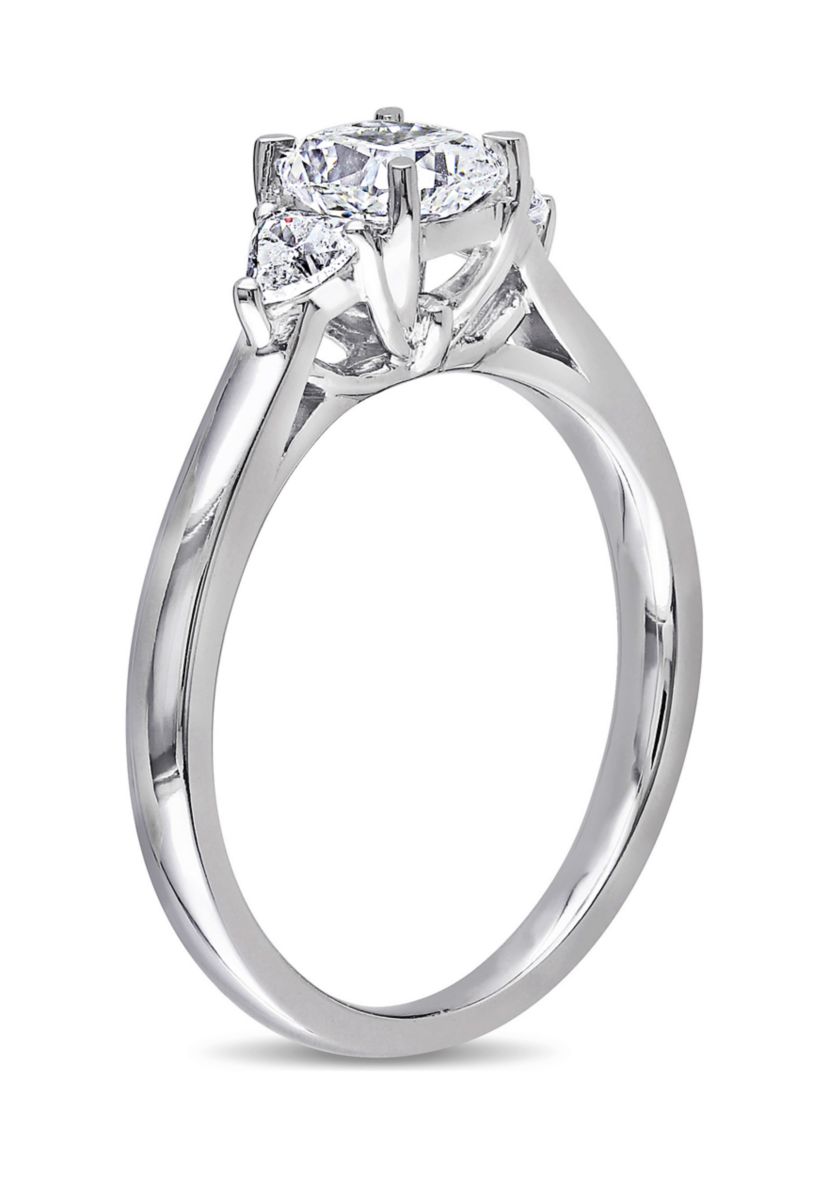 1 ct. t.w. Diamond Cushion Cut 3-Stone Engagement Ring in 14k White Gold