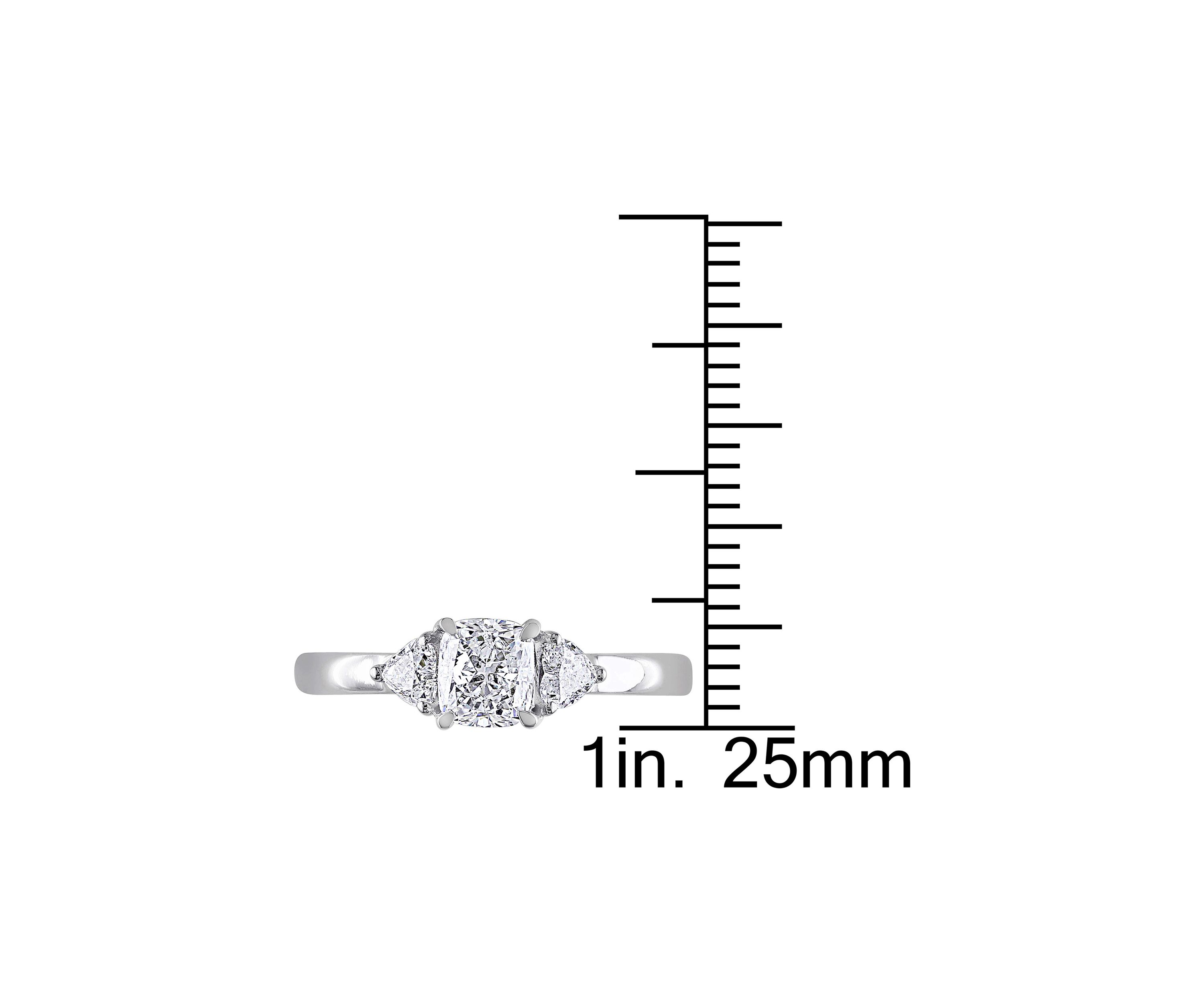 1 ct. t.w. Diamond Cushion Cut 3-Stone Engagement Ring in 14k White Gold