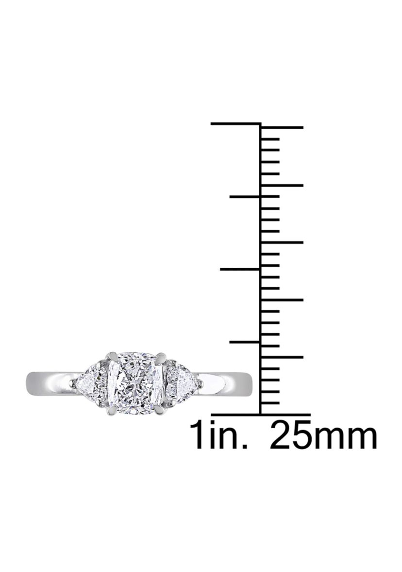 1 ct. t.w. Diamond Cushion Cut 3-Stone Engagement Ring in 14k White Gold