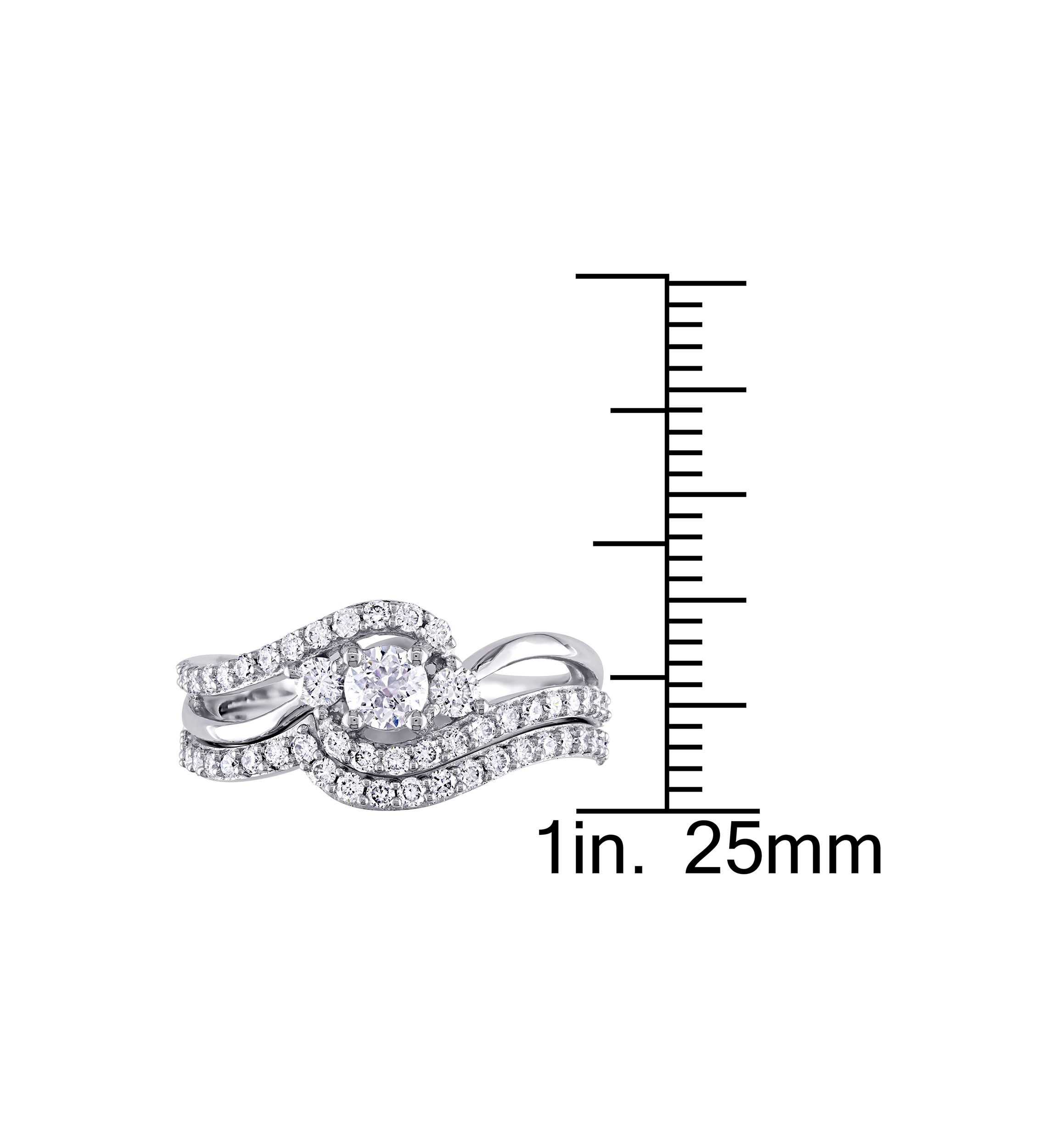 1 ct. t.w. Diamond Crossover 3-Stone Bridal Set in 14k White Gold