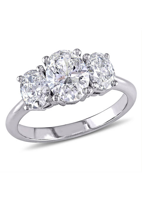 1.5 ct. t.w. Diamond Oval 3-Stone Engagement Ring in 18k White Gold