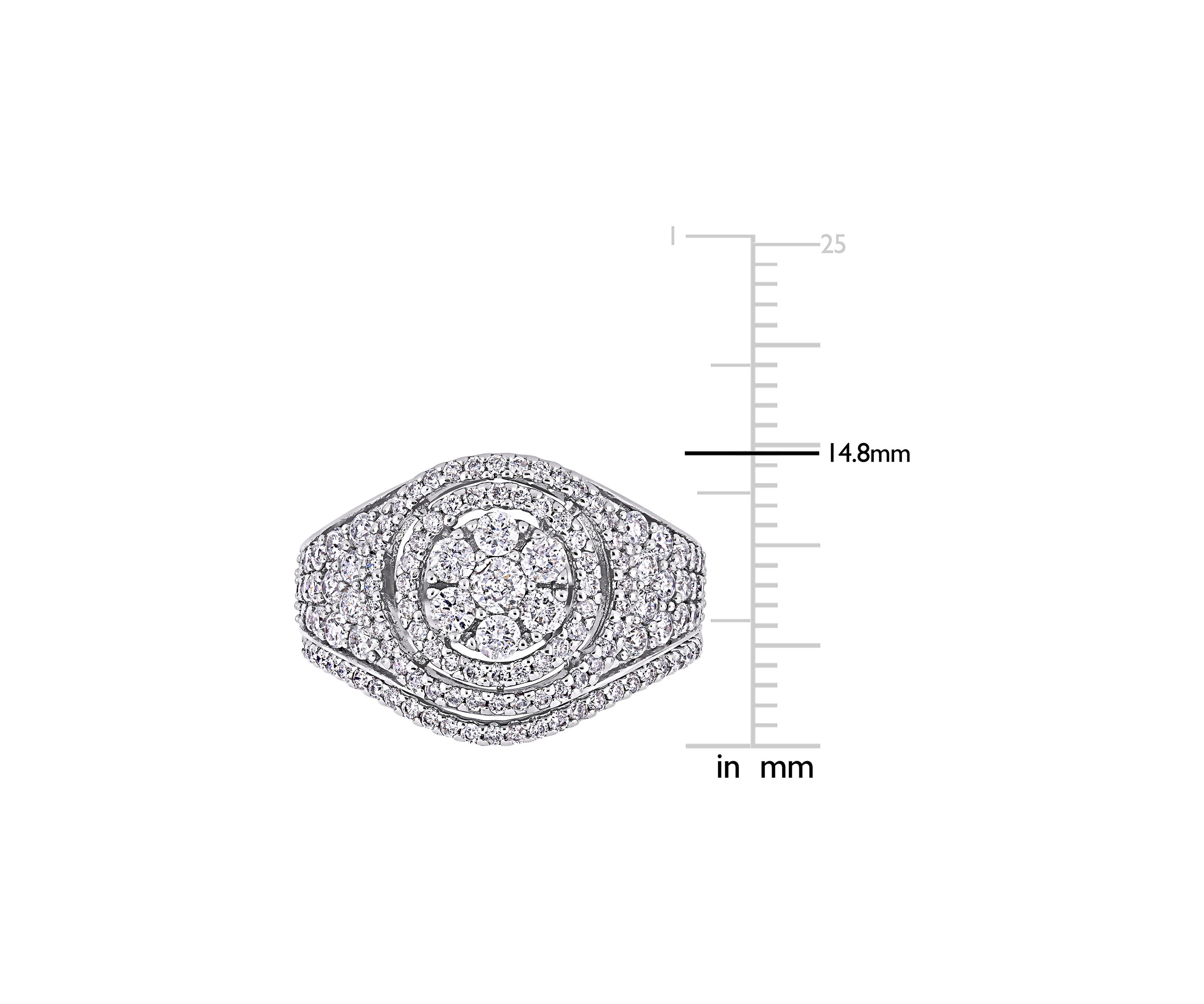 1.5 ct. t.w. Diamond Cluster Bridal Ring Set in 14k White Gold
