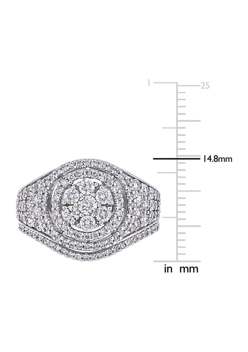 1.5 ct. t.w. Diamond Cluster Bridal Ring Set in 14k White Gold