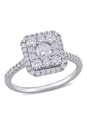 Belk & Co 1 Ct. T.w. Diamond Composite Square Halo Engagement Ring In 10K White Gold