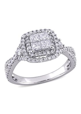 Belk & Co 1 ct. t.w. Diamond Princess-Cut Quad Infinity Halo Engagement Ring in 10k White Gold, 6