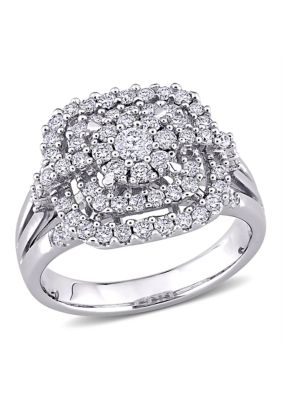 Belk & Co 1 Ct. T.w. Diamond Cluster Halo Ring In 14K White Gold