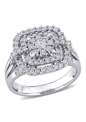 Belk & Co 1 ct. t.w. Diamond Cluster Halo Ring in 14k White Gold, 9 -  0686692388048