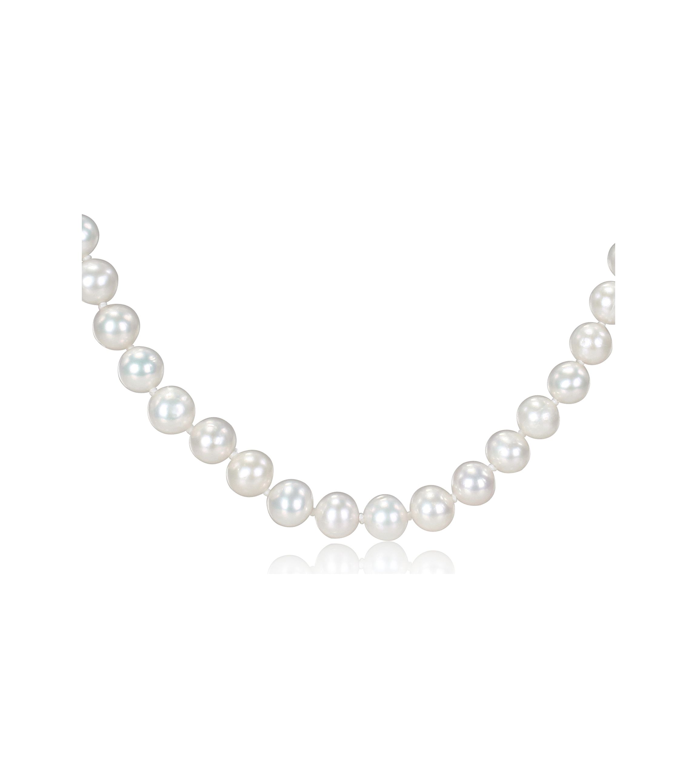 7-7.5MM Freshwater Cultured Pearl 18" Strand Necklace with Sterling Silver Clasp