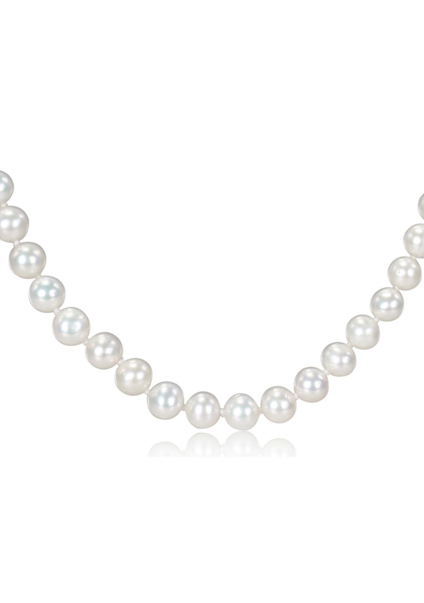 7-7.5MM Freshwater Cultured Pearl 18" Strand Necklace with Sterling Silver Clasp