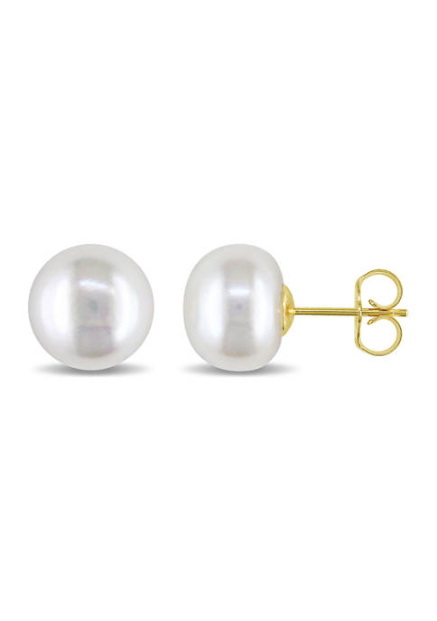 Belk & Co. 12 mm -13 mm Freshwater Pearl Earrings in 14k Yellow 