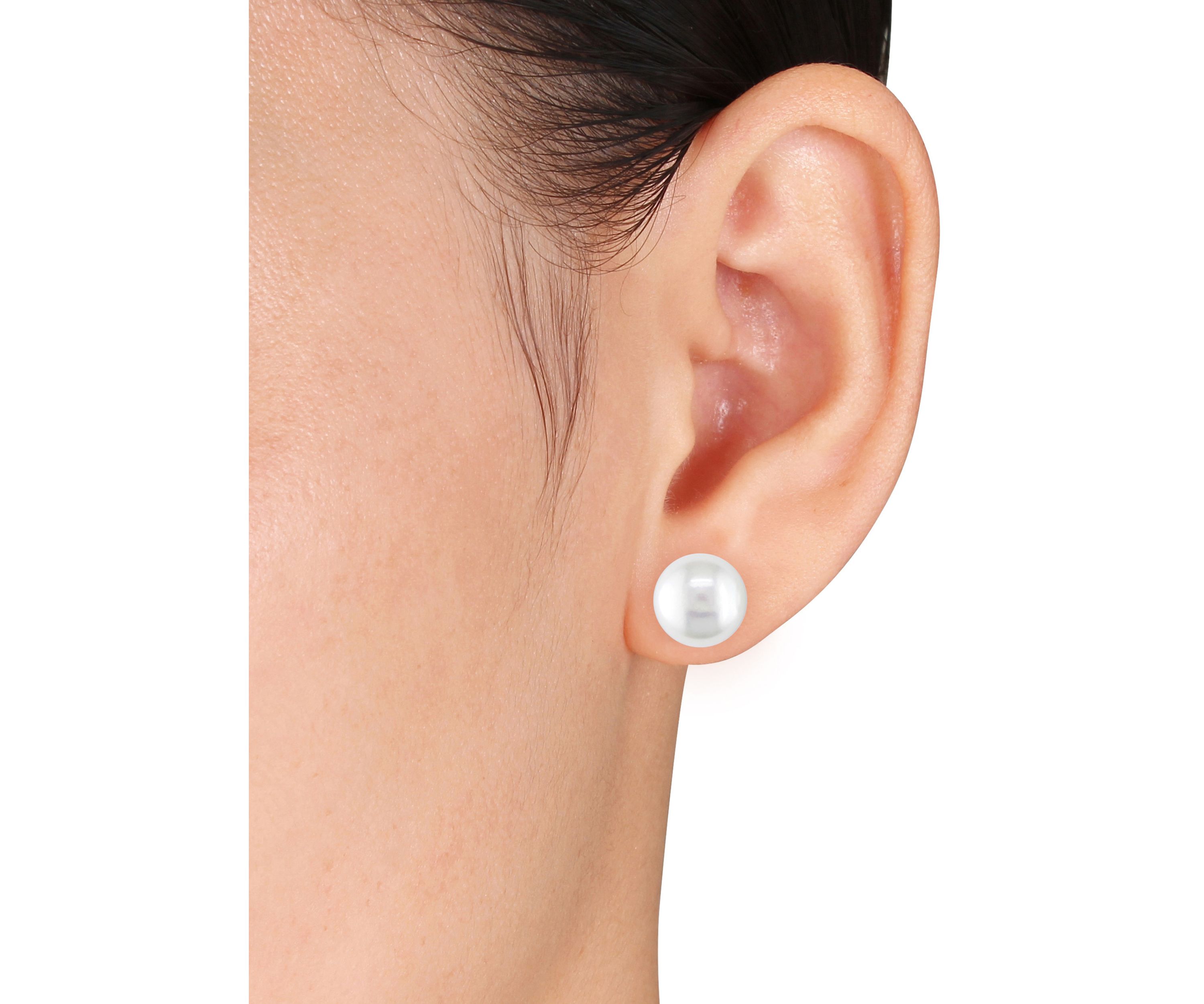 10-11 Millimeter Cultured Freshwater Pearl Stud Earrings in 14k Yellow Gold
