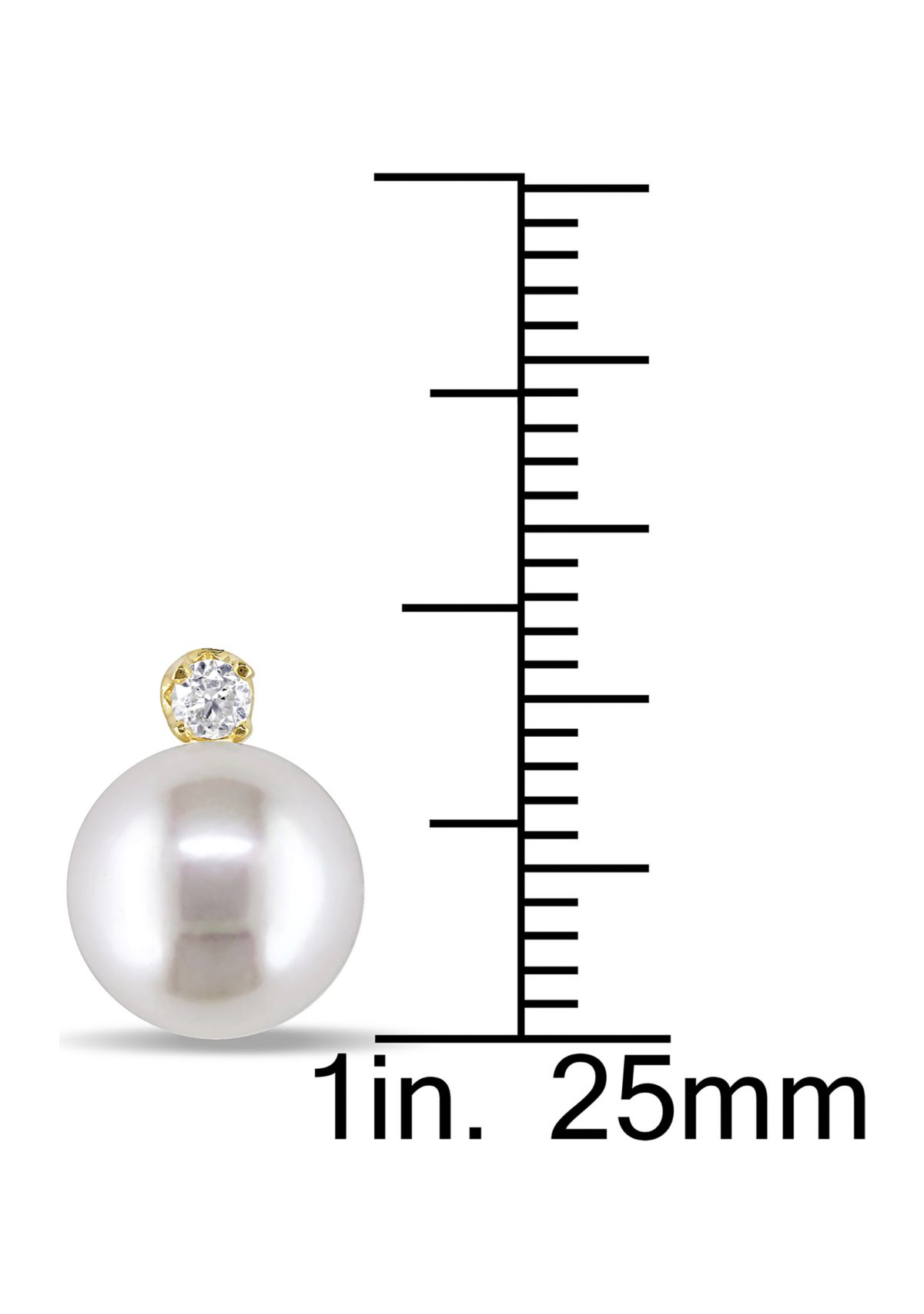 8-9 Millimeter Cultured Freshwater Pearl and 1/10 ct. t.w. Diamond Stud Earrings in 14k Yellow Gold